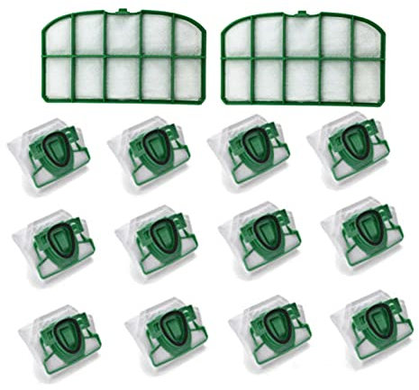 PNMNZTPAP 12 Sacs d'aspirateur + 2 filtres de Protection du Moteur adaptés for Vorwerk Kobold Vk200 vk Aspirateur Outil de Nettoyage for balayeuse Domestique Pièces d'aspirateur