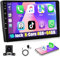 [Actualización] Autorradio 2 DIN 4G+64G Qualcomm Wireless con Apple CarPlay y Android Auto, Pantalla táctil HD de 10'' con GPS, Bluetooth, Mirror Link, SWC, EQ, FM, RDS, cámara de reversa AHD y Mic