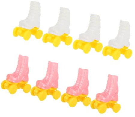 Milisten 4 Paare Roller Skates Mini-Schlittschuhe für Puppe Schlittschuh-Bastelarbeiten für eine Puppe Mini-Rollschuhe für Puppe Kleiner Puppenschlittschuh Mini-Hausbedarf Plastik