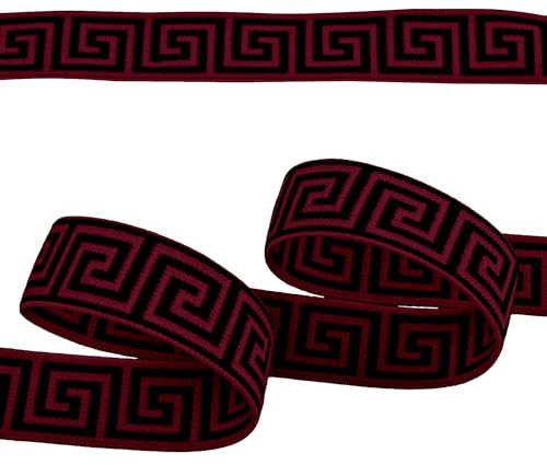 Gummiband mit griechischen Muster ab 1m x 25mm beidseitig Gummilitze flach Stretch Elastisch