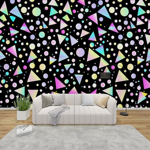 GEDAEUBA Papier Peint Panoramique Forme Géométrique, Papier Peint Intissé Motif Triangle et Cercle Dégradé, Tapisserie Panoramique Salon, Décoration Murale Chambre, 300x210 cm