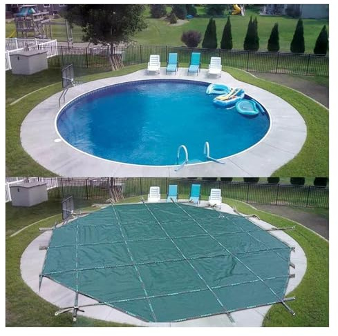 Piscinas Cubierta Cubierta Protectora Para Piscinas En Invierno, Cubiertas Para Piscinas Con Terraza De Madera Y Suelo De Hormigón, Cubierta De Seguridad Para Piscinas Redondas(Concrete floor,5M)
