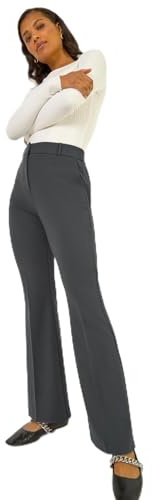 Roman Bootleg Trouser for Women UK Ladies Bootcut Stretch Flared Winter Autumn Long Full Length Pull-On Casual Smart Work Office Wear Business Soft Flattering