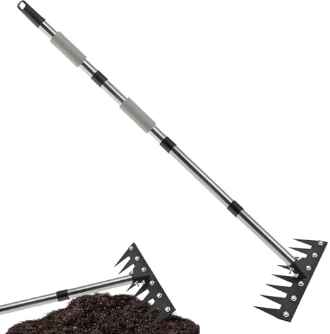 brooksnaji Unkrautvernichter mit langem Griff, manuelles Werkzeug Unkrautstecher Entfernung, Teleskop-Unkrautstecher für Gartenarbeit zur Reinigung Nadeln Kiefer Lockerung Boden Blumenbeet