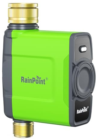 RAINPOINT WiFi-Wasser-Timer, Bewässerungs-Timer mit Messingeinlass und -auslass, muss mit HWG023 Gateway verwendet werden, IP65 wasserdichter Gartenschlauch-Timer, Regenverzögerung/manuelle