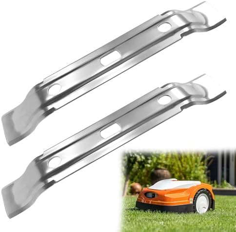 2 Stück Messerklingen Kompatibel mit Stihl Mähroboter iMOW RMI 422 422P 422PC RMI422 P C, Mähroboter Messer, Edelstahl Rasenmäherklingen Für Perfekte Rasenpflege Im Garten, 200mm, Silber