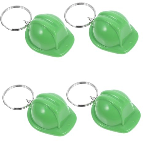 SHINEOFI Miniatur Schutzhelm Schlüsselanhänger aus Kunststoff und Zinklegierung 4 Stück-pack Portabel und Robust in Grün für Baustellen und Partyveranstaltungen
