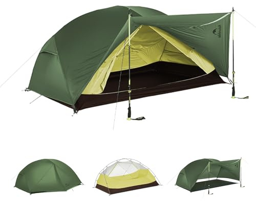 Naturehike Mongar Pro/Base Ultraleichtes Zelte Winddicht Wasserdicht Trekkingzelt Tragbar 1 & 2 & 3 Personen Zelt 3-4 Saison für Camping Wandern