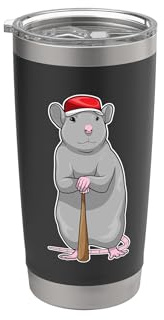 Ratte Baseball Baseballschläger Sport Doppelwandiger Edelstahl-Thermobecher