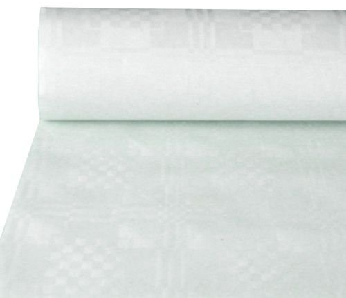 PAPSTAR Papiertischtuch mit Damastprägung Weiss 50m x 0,8m 6 Rollen 12545