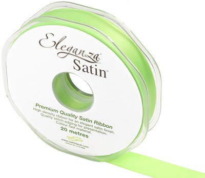 ELEGANZA Double Faced Satin 15mm x 20m Lime Green No.14, 15 mm x 20 m
