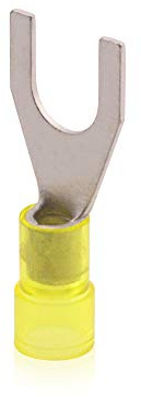 Gabel-Kabelschuh Quetschkabelschuh isoliert Gelb, 2,5-6qmm, M10 Kupfer galvanisch verzinnt, 100 Stück