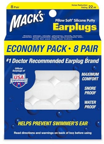 Mack's Tappi per le orecchie in morbido silicone, 8 paia, originali modellabili, per dormire, russare, nuotare, viaggiare, concerti e studiare, prodotti negli Stati Uniti