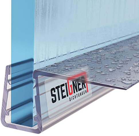 STEIGNER Junta de Ducha, Junta de Sellado, 190 cm, Espesor del Vidrio 6/7/8 mm, Junta Recta PVC, UK11