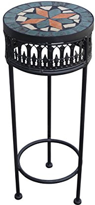 PrimoLiving Metall Blumenhocker/Beistelltisch Mosaik rund schwarz Gr.M (P-927)