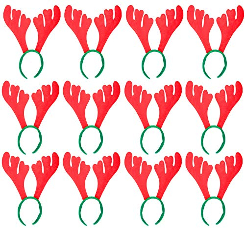 REDSTAR FANCY DRESS Serre-têtes Noël 12 pcs avec Bois de Cerf - Accessoire Noël pour les Fêtes de Noël – Pack de Serre Têtes Renne Noël