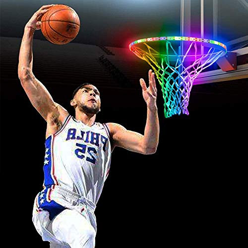 ele ELEOPTION LED Basketball Hoop Light, Wasserdicht Basketball Korb Lichtstreifen Hilft dir Nachts schießen, Ideal zum Kinder, Erwachsene, Partys und Training (Solarbetrieben)