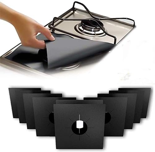 FireMat 8 x Gasherd Abdeckung für Gas Brenner (27x27cm, Schwarz,8 Stück) Der Optimale Schutz beim Kochen mit Gas. Nie wiede Putzen, Kratzen oder Scheuern