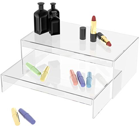 Danieli | Set 2 Tavolini Espositori in Acrilico | Alzatine Trasparenti per Negozi, Vetrine e Buffet. Espositore a Tavolino da Usare Come Alzata da Banco in Acrilico Resistente