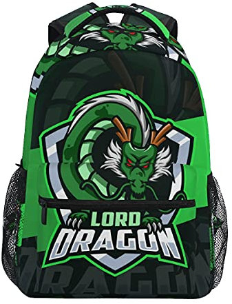 Esport-Logo des Grünen Drachen Studentenrucksack Kinderrucksack Büchertasche Schülerrucksack Laptop Rucksäcke für die Reise Teen Mädchen Jungs