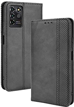 MOJIA Hülle Flip Case für ZTE Blade V30 Vita, PU Dünne Magnetische Klapphülle Handyhülle Schutzhülle mit Kartenfach und Standfunktion. Schwarz