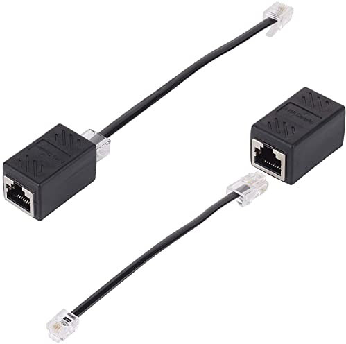 2 Adaptadores RJ45 a RJ11, Cable Divisor de Red RJ45, Adaptador RJ45 Hembra a RJ11 Macho para Extensor de Cable Ethernet, Paquete de Ethernet RJ45, RJ45 8P8C a RJ11 6P4C Cable Conector, Negro