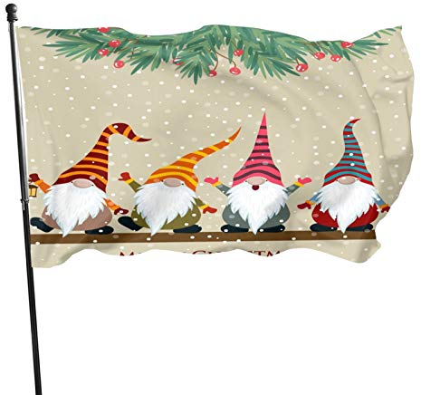 Weihnachts-Winterzwerge-Flagge, 3x5 FT/90X150 CM Polyester-Banner mit Ösen, Gartenhof-Hausflaggen für Innen- und Außendekoration