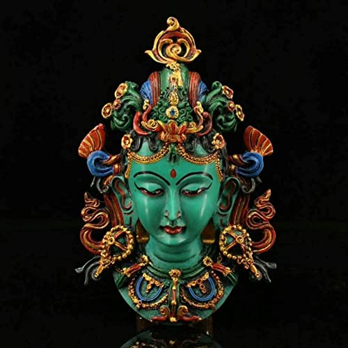 Tibetische / Buddha-Figuren, buddhistische Anbetung, Skulptur Feng Shui-Dekoration, Buddha, tibetisch, Mikky, buddhistisch, Kunstharz, farbige grüne Tara-Statue, Anhänger