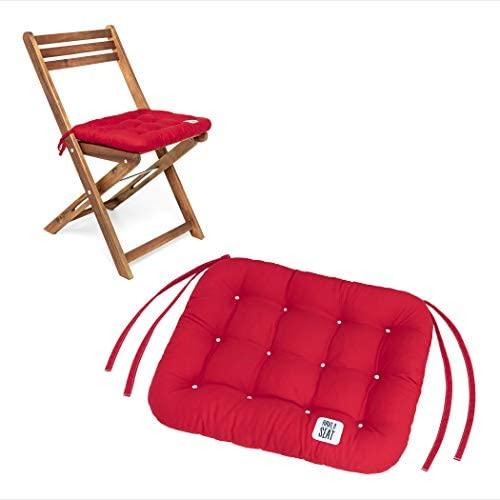HAVE A SEAT Living - Sitzkissen Klappstuhl 40x35 cm - 2er Set - Bequemes Sitzkissen Outdoor - Waschbar bis 95°C, Wetterfest, Orthopädisch - Made in Germany (2er Set - 40x35 cm, Rot)