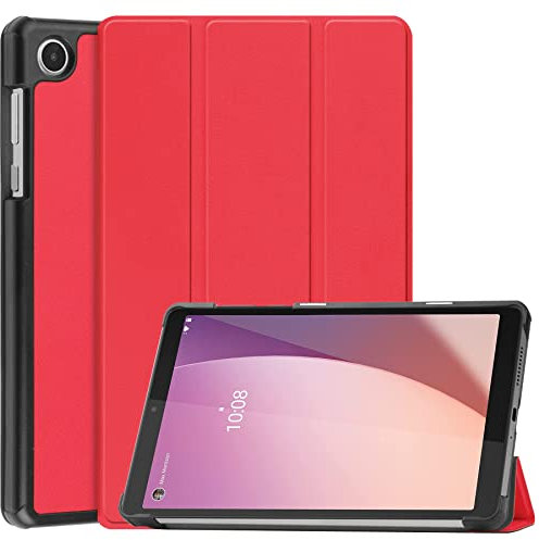 FTRONGRT Case for Lenovo Tab M8 Gen 4 Tablet, Ultra Slim Lightweight Smart Shell Stand Cover Case and Premium Quality PU Leather Case Cover for Lenovo Tab M8 Gen 4 Tablet -Red