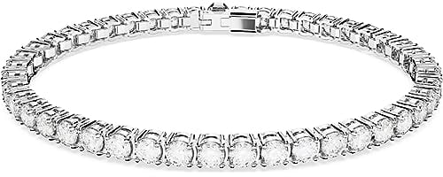 Swarovski Matrix Tennis, Rundschliff, Weiß, Rhodiniert