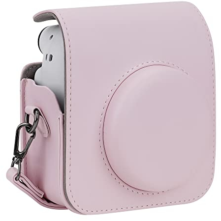 Camera Case for Fujifilm Instax Mini 9/11/12,Instant camera case -PU Leather with Pocket and Shoulder Strap(Blossom Pink)