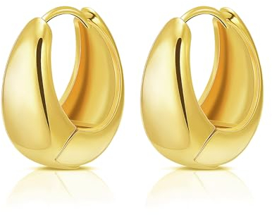 Huge Tomato Gold Creolen 18k vergoldete klobige Silber Ohrringe minimalistischer Schmuck Geschenk für Frauen Freundin, Mama, Valentinstag,