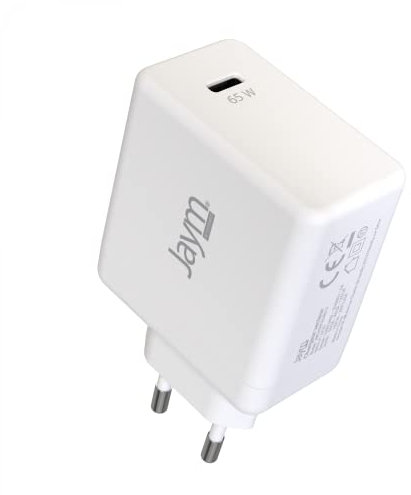 JAYM - Chargeur Maison - Rapide 3A 65w - USB-C Power Delivery -pour Apple iPhone, Samsung, Android, Macbook, Tablettes - Blanc