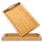 Yvttve Bambus Tablett Serviertablett 2er Set, Groß und Klein Holz Tablett mit Griffen, Rechteckig Küchentablett (42 × 32 cm, 38 × 25 cm)