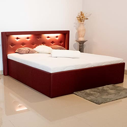 PAARA Polsterbett Paris 404G, LED, Lattenrost, Matratze, alle Größen - Made in Germany (Farbe und Härtegrad (H2 - H4) frei wählbar - Bitte nach Bestellung per Nachricht mitteilen, 90 x 220 cm)