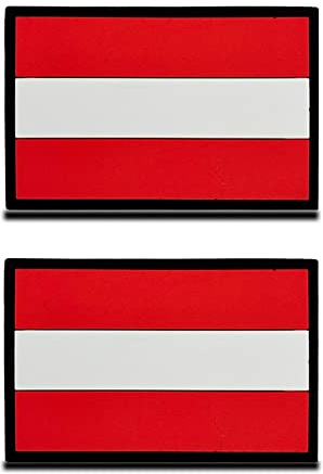 2 St. 3D PVC Rubber Österreich Flagge Patch- Taktisch Österreicher Nationales Emblem, Bestickter Aufnäher mit Verschluss, Militär Bänder für Rucksäcke Kleidung Taschen Uniform Weste