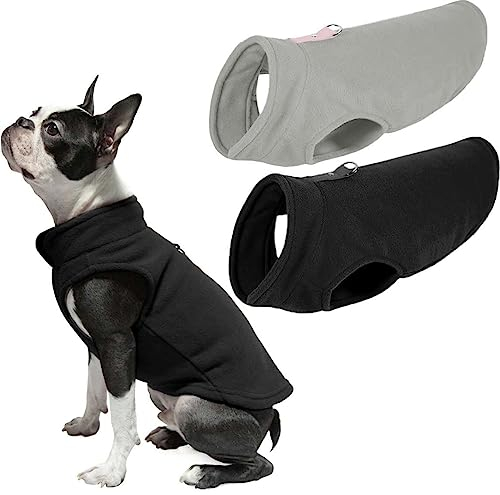 OWBB 2er Hundepullover Fleece kleine Hunde, Warm Hundejacke hundeweste mit Leine Attachment, Winter Hundepullover Mantel, Kaltwetter Hundebekleidung, Innen und Außeneinsatz