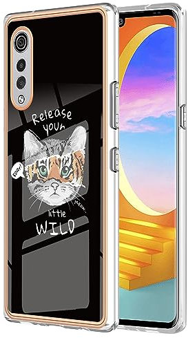 Hard Case for LG Velvet 4G 5G Backcover Electroplated Glossy Rigid Plastic Back Cover Cute Cat Tiger Pattern Design Soft Frame Grip Case Protective Cell Phone Cases and Covers for LG Velvet 4G 5G