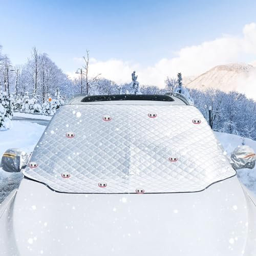 IKSAMY Frontscheibenabdeckung Winter,Windschutzscheibenabdeckung - SUV | Frostschutz | 9 Magnetbefestigungen | Extra Dicke Autoabdeckung Winter, Auto Winter Zubehoer