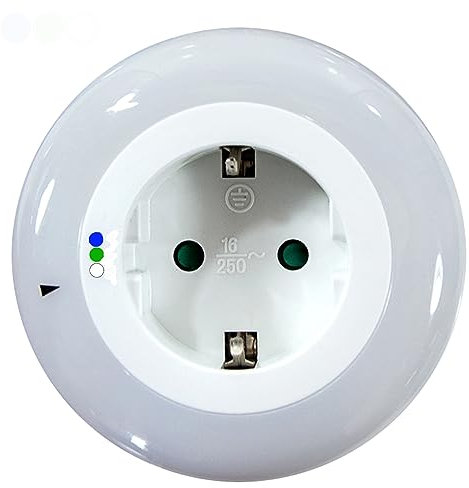 DbKW LED Nachtlicht, Steckdose mit Kindersicherung, 9 LEDs, Dämmerungssensor, Kabellos weiß-grün-blau