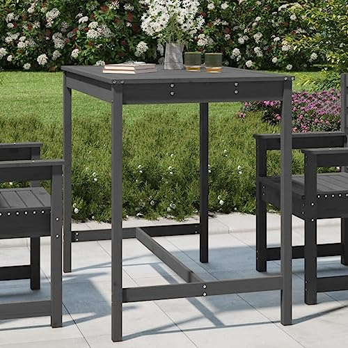FIRBNUS Gartentisch, grau, 121 x 82,5 x 110 cm, massives Kiefernholz, Tisch, Holztisch, Outdoor-Tisch, Gartentisch, quadratischer Tisch, Esstisch, moderner Esstisch