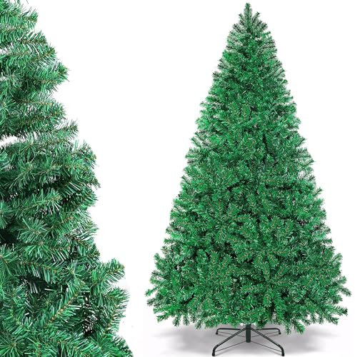 Arbol de Navidad Plegable Muy Frondoso Robusto Mayor Densidad y Ramas, Arbol Navidad Artificial Verde con Soporte Metal Facil Montaje para Decoracion Interior y Exterior (150cm-550Tips)