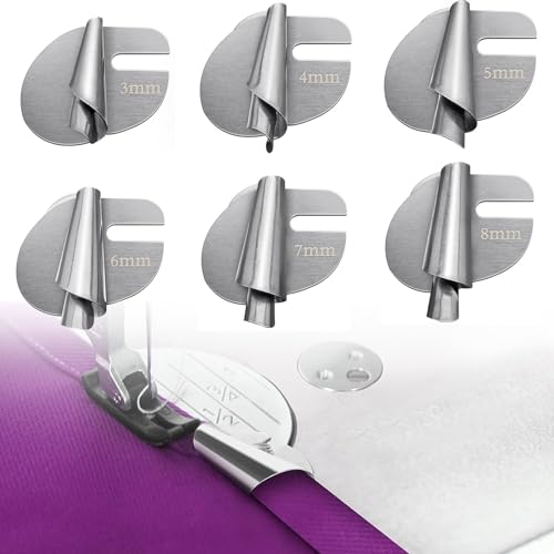Pied D'Ourlet Roulé à Coudre,6 pcs Sewing Rolled Hemmer Foot,Reliure pour Machine à Coudre,Ourlet Roulé Pied Presseur,Machine à Coudre Reliure,Pied pour Ourlet Roulé 3-8 mm pour Industrielle