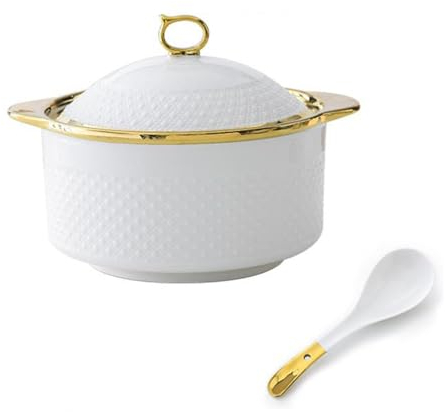 Ciotola da zuppa per microonde, con doppi manici, terrina in ceramica per la cucina domestica o il ristorante