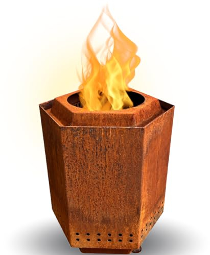 Terma 2IN1 Massive Feuerstelle aus Roststahl Raucharm für Terrasse & Garten Made in Germany Holzkohlegrill Fast rauchfrei Feuerkorb
