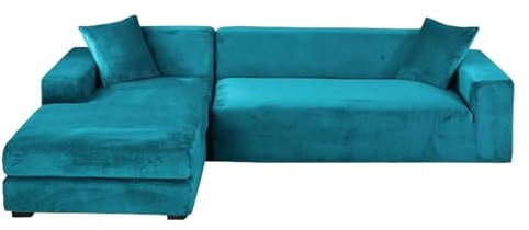 GUYIRT Couch Überwurf L Form Kratzfest Katzen, L Förmiger Sofabezug, Sofa Überzug Ecksofa Samt, Sofabezug Ecksofa L Form Stretch, Waschbar (blau,3+3 Sitzer)
