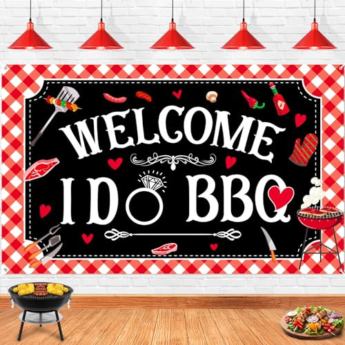 Welcome BBQ Banner Large I DO BBQ Banner Baby Q Banner (I DO BBQ D)