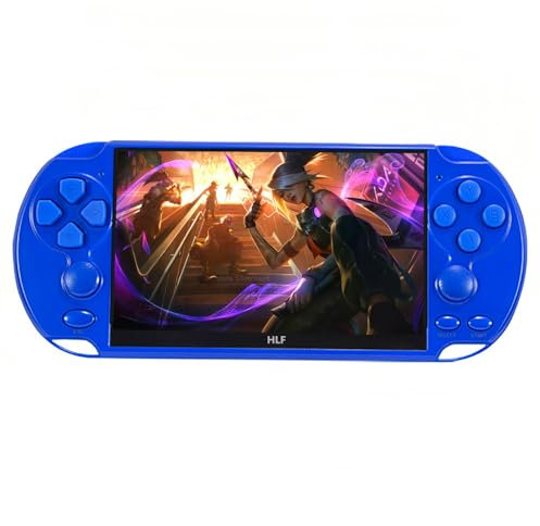 HLF Console de jeu portable multifonction rétro de 5,1 - 32 Go - Préchargée - 8000 jeux pour 9 émulateurs - Mini TV - Lecteur d'arcade - Console de jeu MP3/4 pour enfants - Bleu