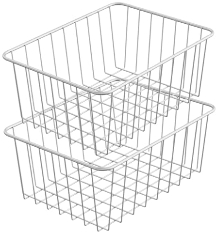 Paniers de congélateur pour congélateur droit, 2pcs Corlier d'organisateurs de congélateur, 11x8.5x4.7 Organisateur de congélateur en fil en acier en acier inoxydable, Paniers de congélateur rectangl